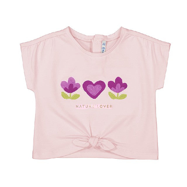 Camiseta m/c apliques crochet