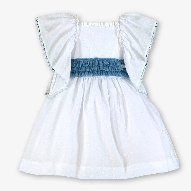 VESTIDO INFANTIL BLANCO-AZUL