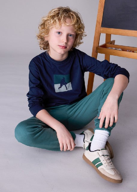 Pantalon felpa basico puños   Pino