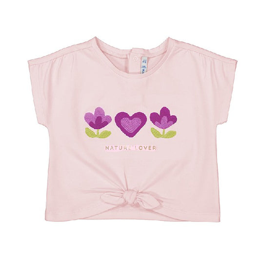 Camiseta m/c apliques crochet