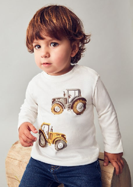 Camiseta m/l =play= tractor   Nata