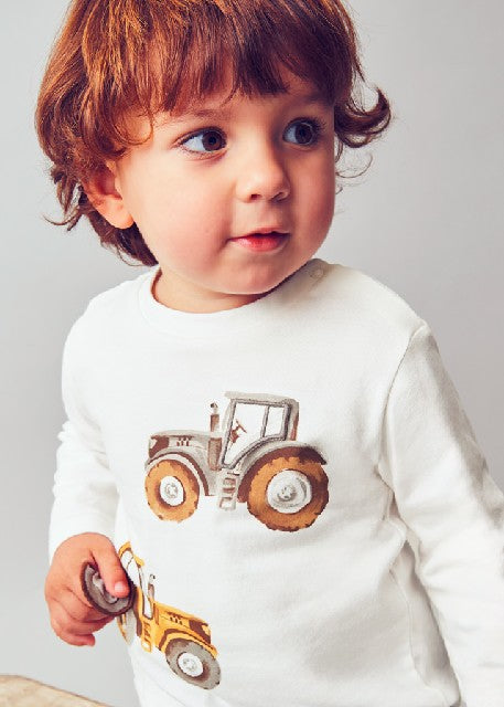 Camiseta m/l =play= tractor   Nata