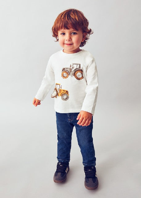 Camiseta m/l =play= tractor   Nata