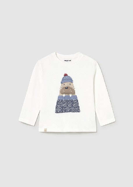 Camiseta m/l aplique animal   Nata-morsa