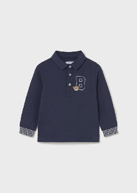 Polo m/l liso detalles        Azul