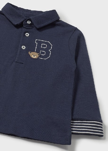 Polo m/l liso detalles        Azul