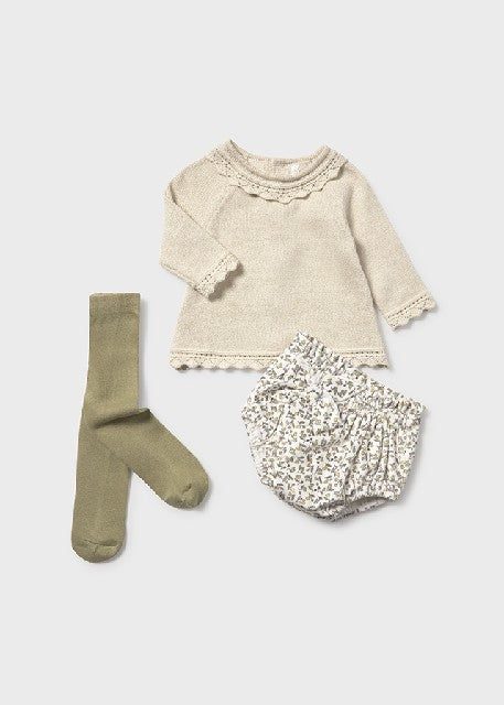 Conj. short y leotardo tricot Aceituna