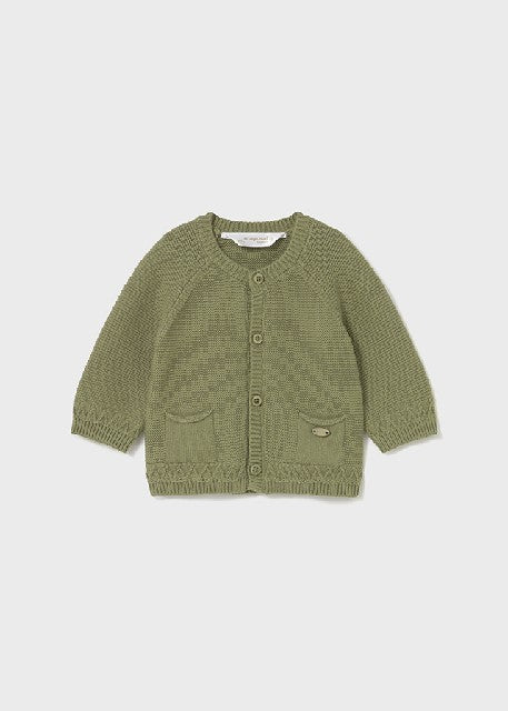 Cardigan cuello redondo trico Aceituna