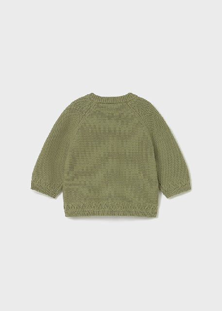 Cardigan cuello redondo trico Aceituna