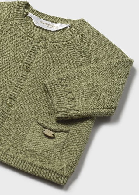Cardigan cuello redondo trico Aceituna