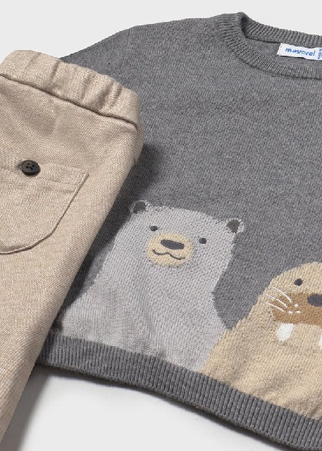 Conj. pantalon largo y jersey Beige