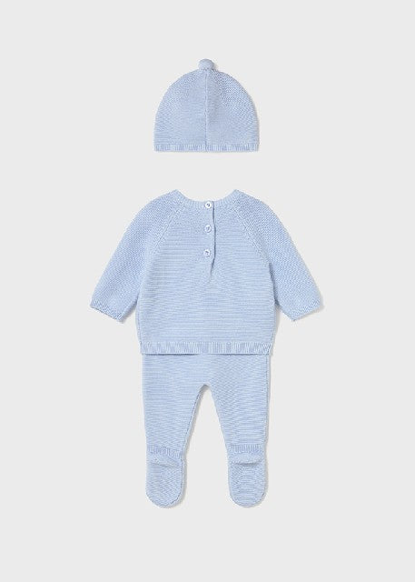Conj. polaina y gorro tricot  Cielo