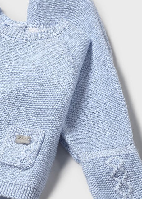Conj. polaina y gorro tricot  Cielo