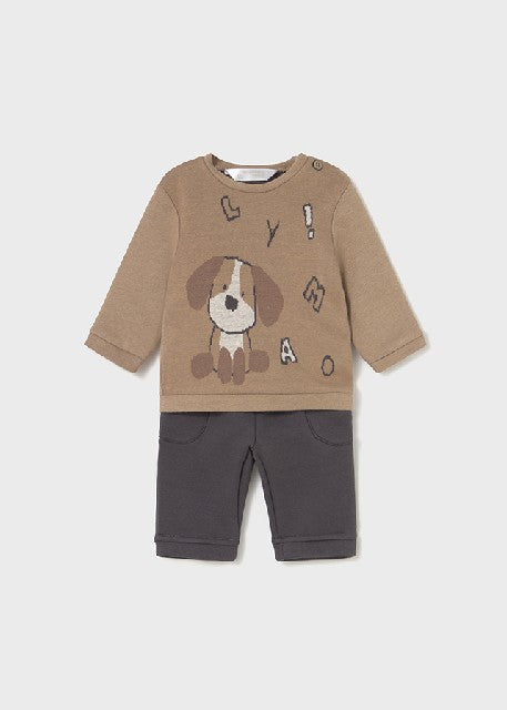 Conj. pantalon largo jacquard Cacahuete