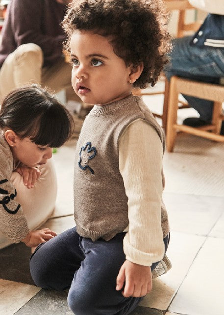 Conj. pantalon chaleco tricot Marino