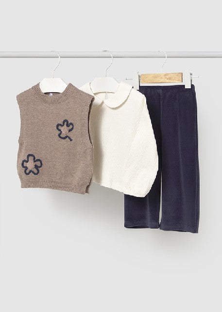 Conj. pantalon chaleco tricot Marino