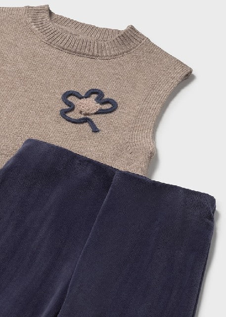 Conj. pantalon chaleco tricot Marino