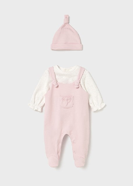 Pelele peto y gorro felpa     Rosa