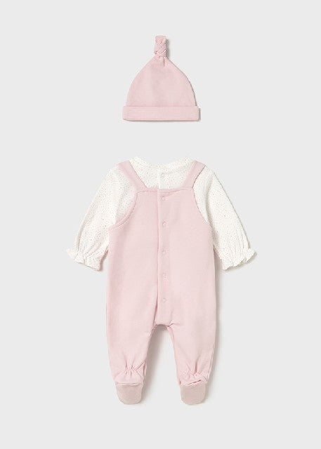 Pelele peto y gorro felpa     Rosa