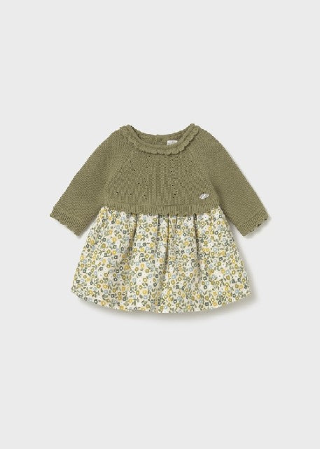 Vestido tricot y plana        Aceituna