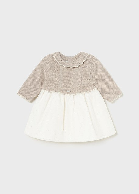 Vestido combinado tricot      Nuez