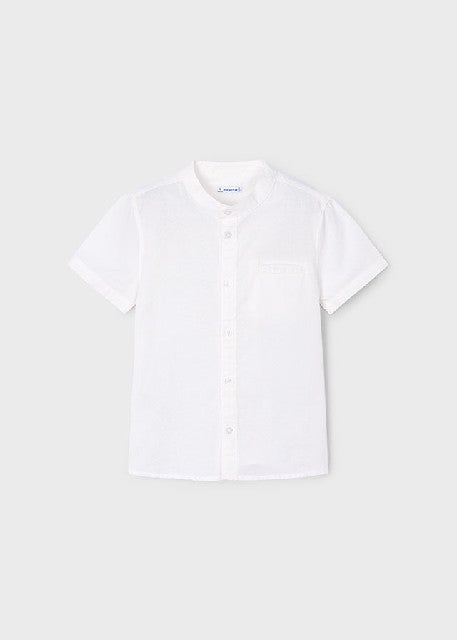 Camisa m/c cuello mao lino    Blanco