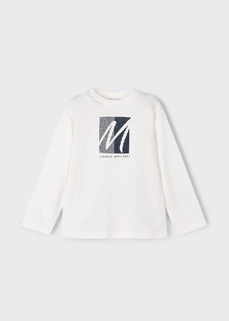Camiseta m/l aplique          Nata