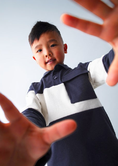 Polo m/l color block          Marino