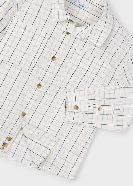 Camisa m/l cuadros            Nata