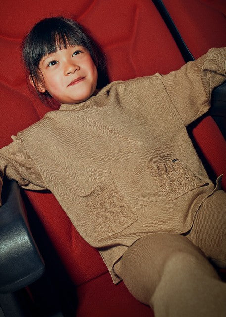 Conj. pantalon largo tricot   Camel