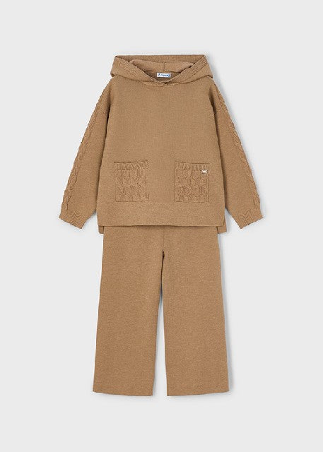 Conj. pantalon largo tricot   Camel