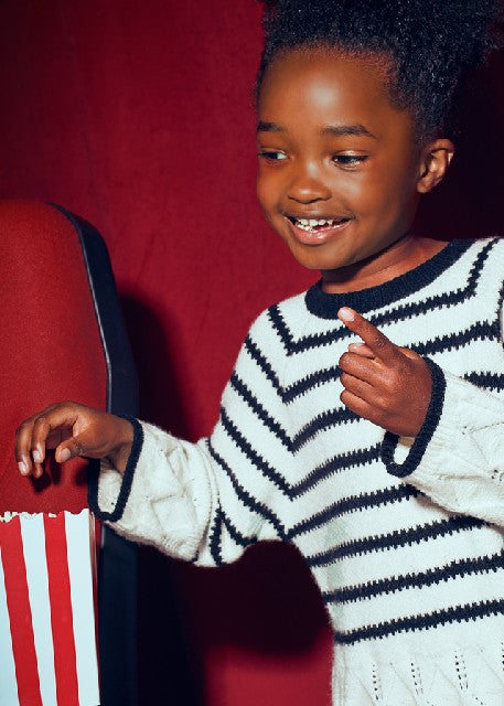 Conj. pantalon tricot rayas   Negro