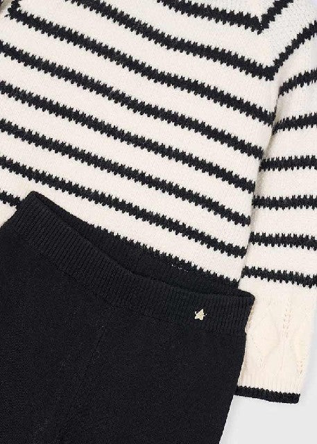 Conj. pantalon tricot rayas   Negro