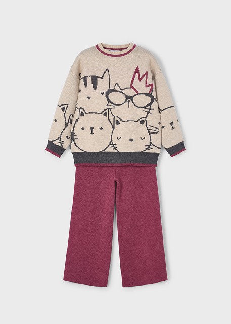 Conj. pantalon largo tricot   Cereza