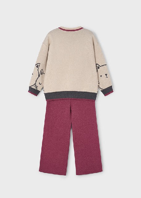 Conj. pantalon largo tricot   Cereza