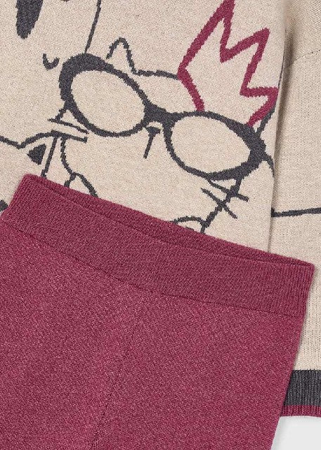 Conj. pantalon largo tricot   Cereza