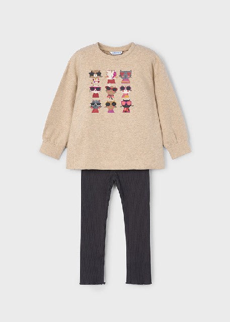 Conj. pullover leggings canal Plomo