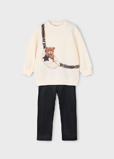 Conj. pullover leggings pu    Negro