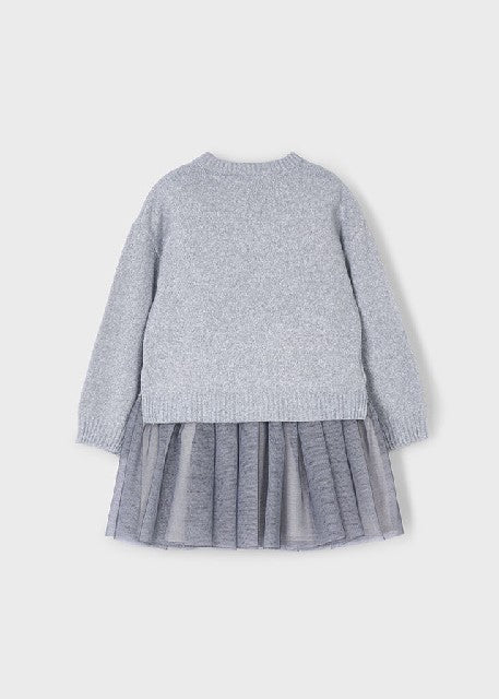 Vestido tricot combinado      Plata