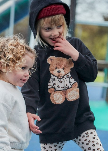 Vestido felpa capucha         Negro