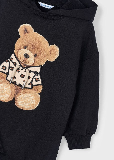 Vestido felpa capucha         Negro