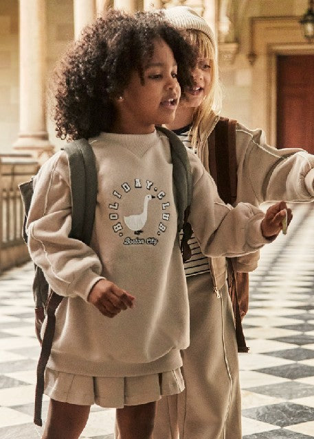 Vestido felpa bandas          Avellana