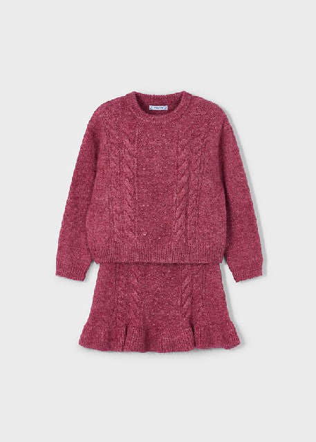 Conj. falda tricot ochos      Cereza