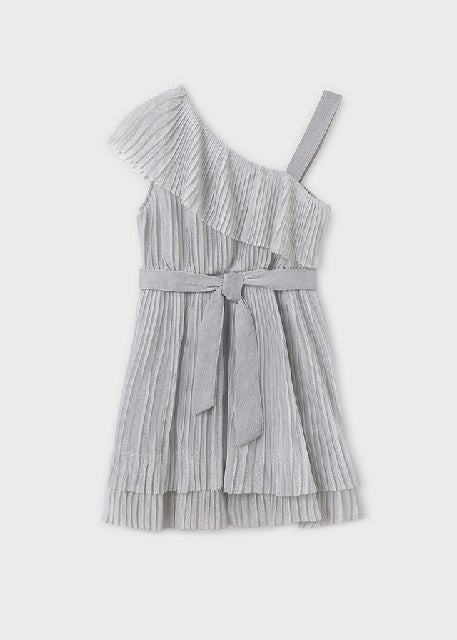 Vestido plisado               Plata