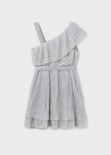 Vestido plisado               Plata
