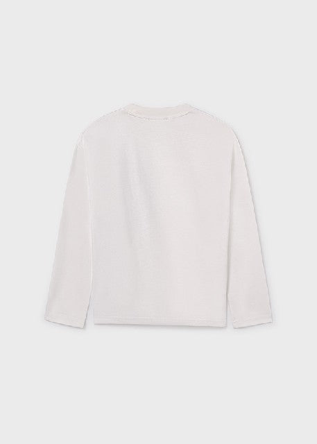 Camiseta m/l bolsillo         Nata