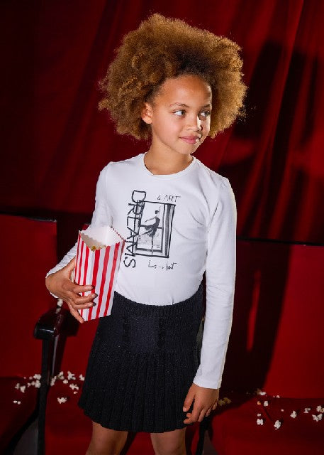 Camiseta m/l bordados         Nata