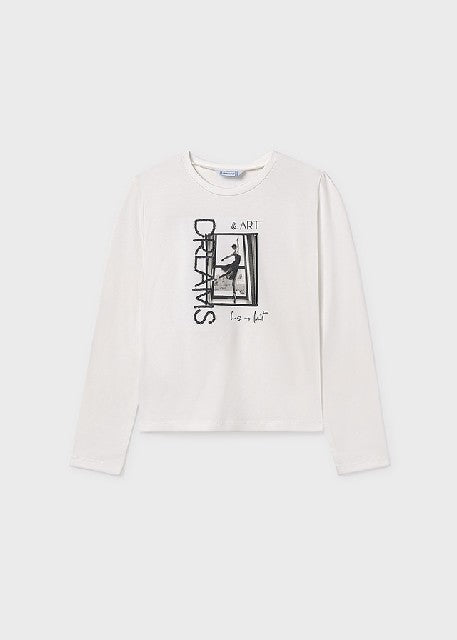 Camiseta m/l bordados         Nata