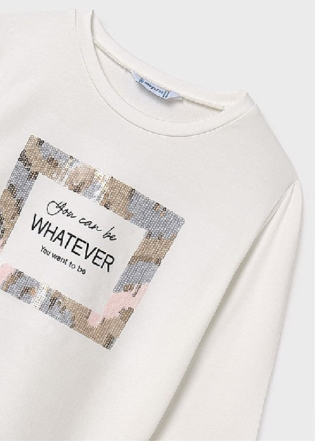 Camiseta m/l bordada          Nata-nude