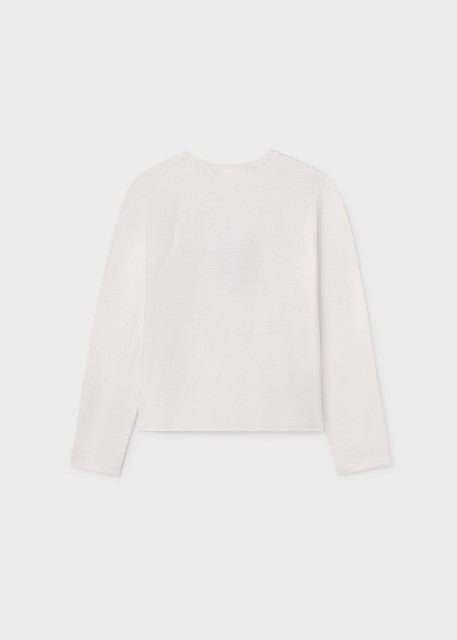 Camiseta m/l bordada          Nata-negro